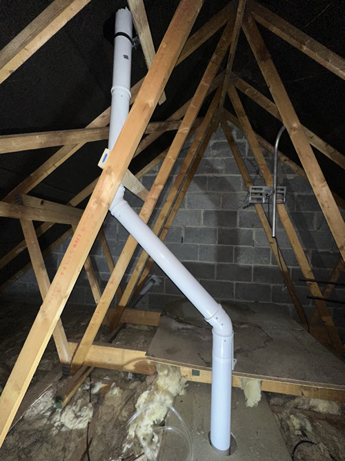 boiler pipework in the roof in Wimborne