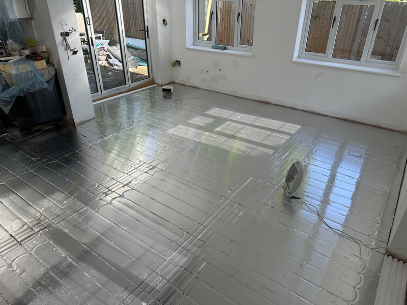 Domestic underfloor heating installation in Ferndown area